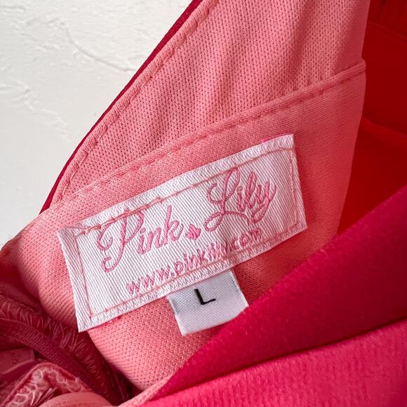 Pink Lily Pink Pleated Maxi Dress Large - Picture 5 of 6
